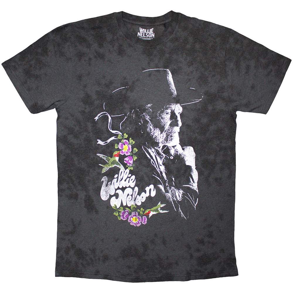 Willie Nelson - Floral Heren Tshirt - Zwart